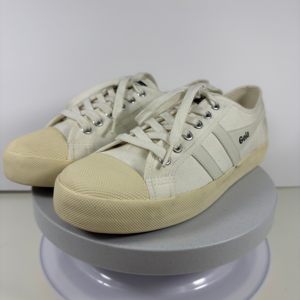 Gola Coaster Women's Sneakers Off-White Canvas Low Top Retro Trainers Size 9 - Picture 3 of 16